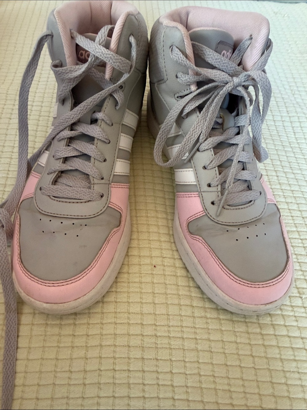 Adidas High-Top Sneakers - Grey and Pink
